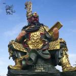 Bronze Guan Gong Statue Guan Yu Copper Sculpture Chinese Martial Saint Outdoor
