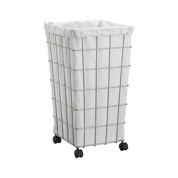 Heavy Gauge Steel Lined Wire Laundry Basket Hamper with Wheels , Wire Bath