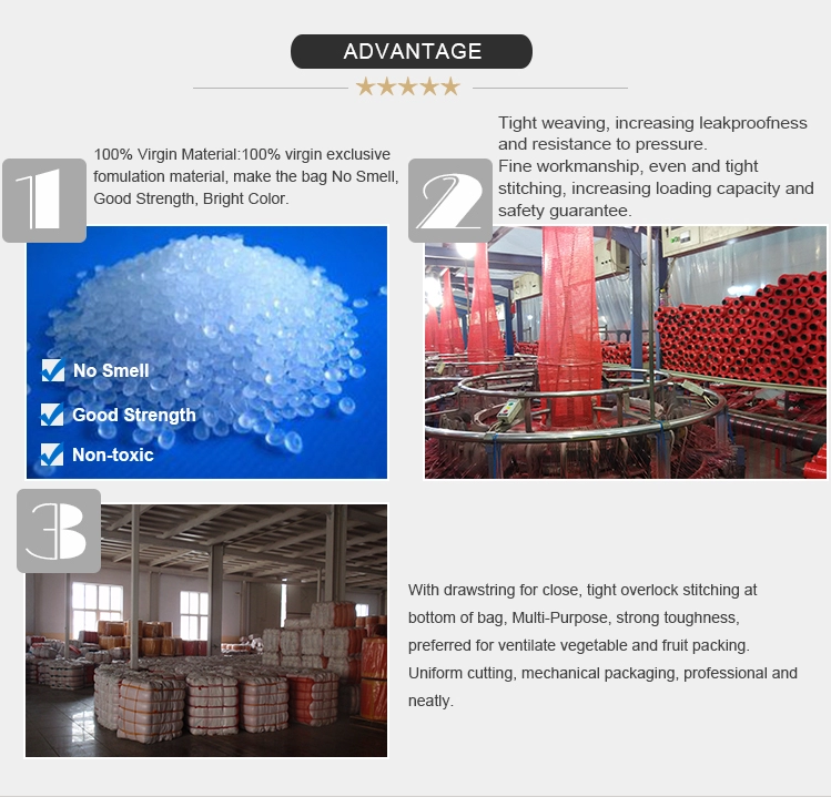 40*60cm Green Raschel Mesh Net Bag for Agricultural Packaging and Transportation