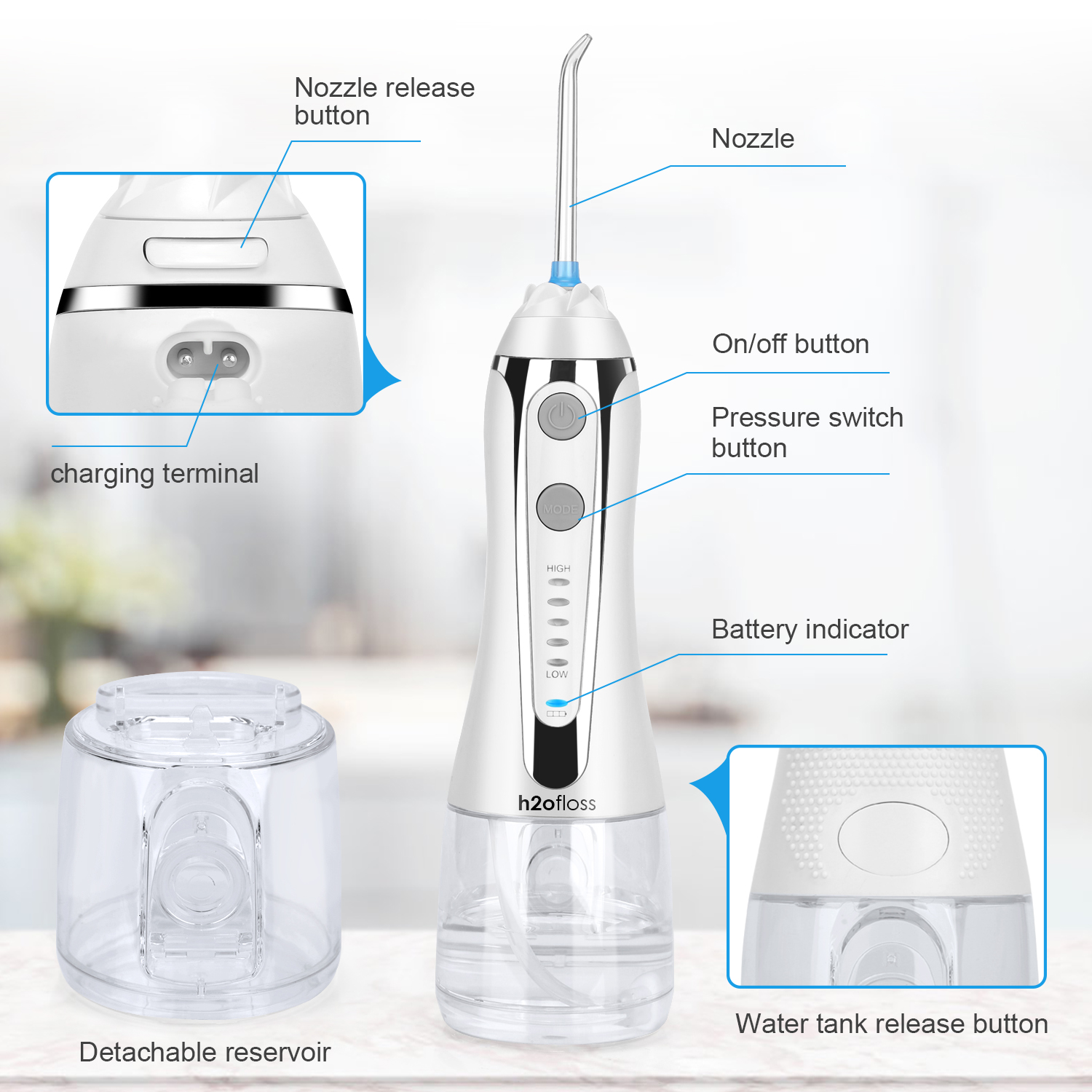 Wholesale Cheap Oral Irrigator IPX7 Waterproof OEM/ODM Electric Teeth Cleaning Device Home Travel Dental Floss Water Flosser