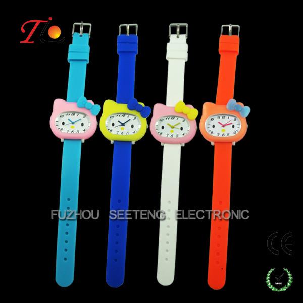 Colorful and cute hello kitty design for children watch with all safety silicone