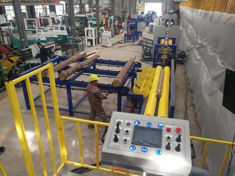 Twin Vertical Log Cutting Sawmill Production Line Double Heads Bandsaw Equipment Sawmill Line