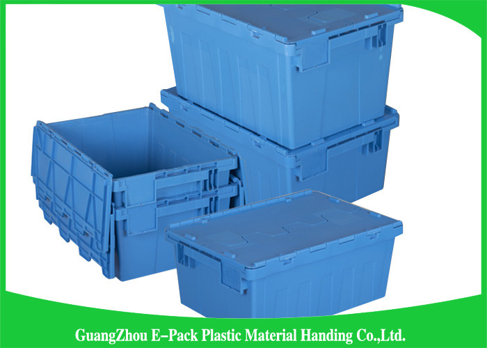 60L Plastic Attached Lid Containers Heavy Duty Stackable Moving 600 * 400 * 365mm