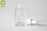 Square 30ml Glass Dropper Bottles , Transparent Glass Lotion Bottles