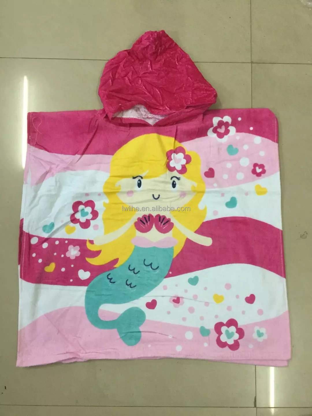 custom designer print with logo sublimation kids poncho beach towel