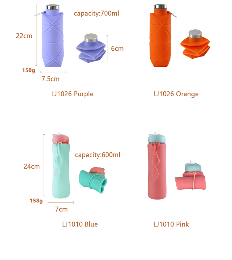 Outdoor Silicone Drink Bottle , Collapsible Water Bottle For Camping