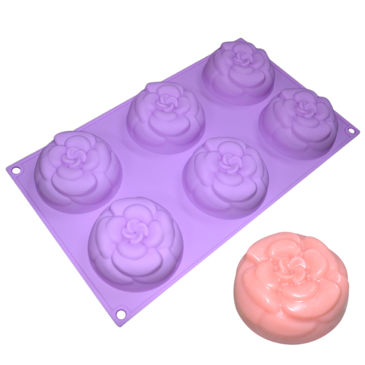Anti Tear Handmade Silicone Soap Mold 6 Cavities Flowers Shape For Cake Decoration