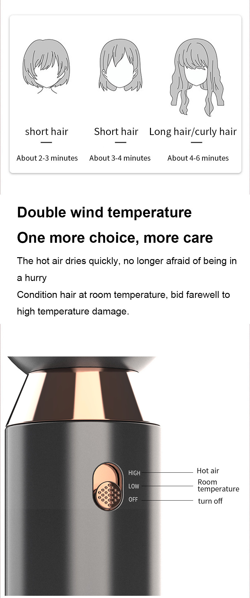 One Step 60Hz Portable Travel Hair Dryer For Outdoors
