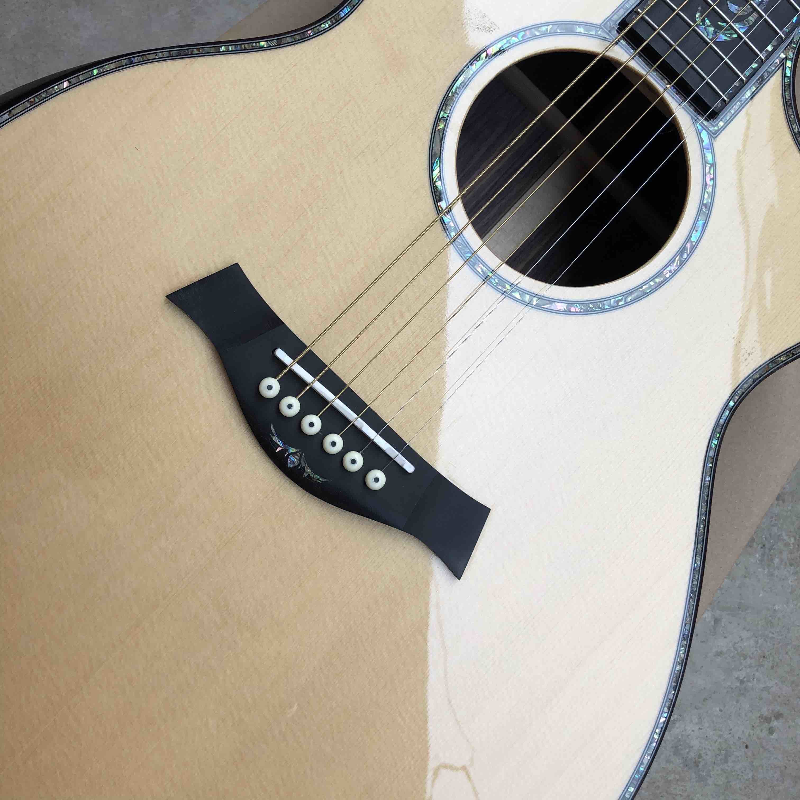 Custom 41"Acoustic Guitar Arm Rest Abalone Ebony Fingerboard Matte Finish Solid Spruce Top Electric Acoustic Guitar
