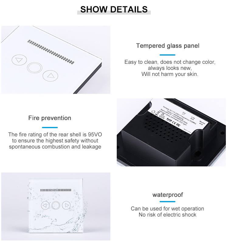 Glomarket Tuya Wifi/Zigbee EU/UK Smart Dimmer Light Switch Tempered Glass Touch Wall Electrical Light Dimmer Switch