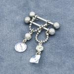 Clear Round Zircon Stone Dangling Nipple Piercings Jewelry 14G 16mm