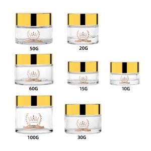 Quality Round 15g-100g Cream Glass Jars Transparent Skin Care Packaging wholesale