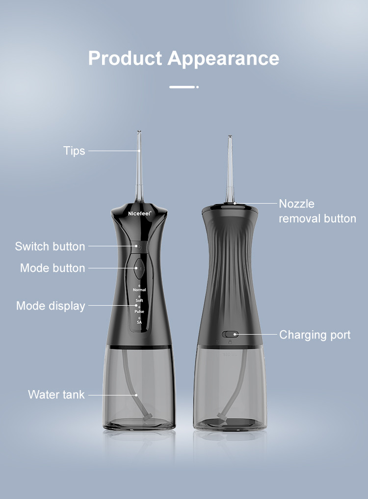 1400mAh Battery Nicefeel Cordless Water Flosser Portable Tooth Cleaner