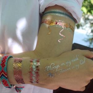 Quality OEM Fake Flash Gold Foil Body Hand Sticker Custom Metallic Temporary Tattoo wholesale