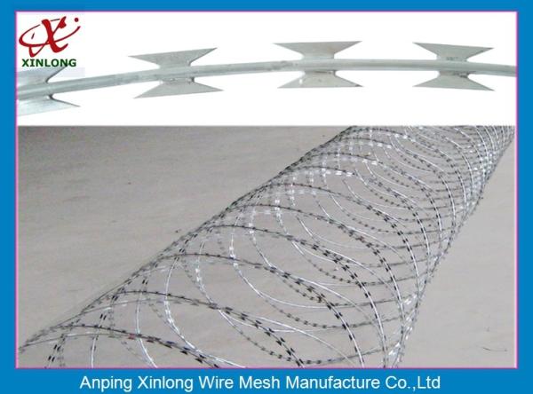 Cheap Single Loop / Flat Type Razor Barbed Wire For Railway / Highway Anti Theft for sale