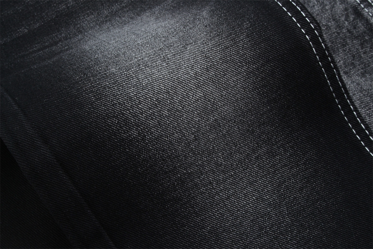 190cm 13oz Black Black Cotton Polyester Rigid Denim Fabric For Jeans