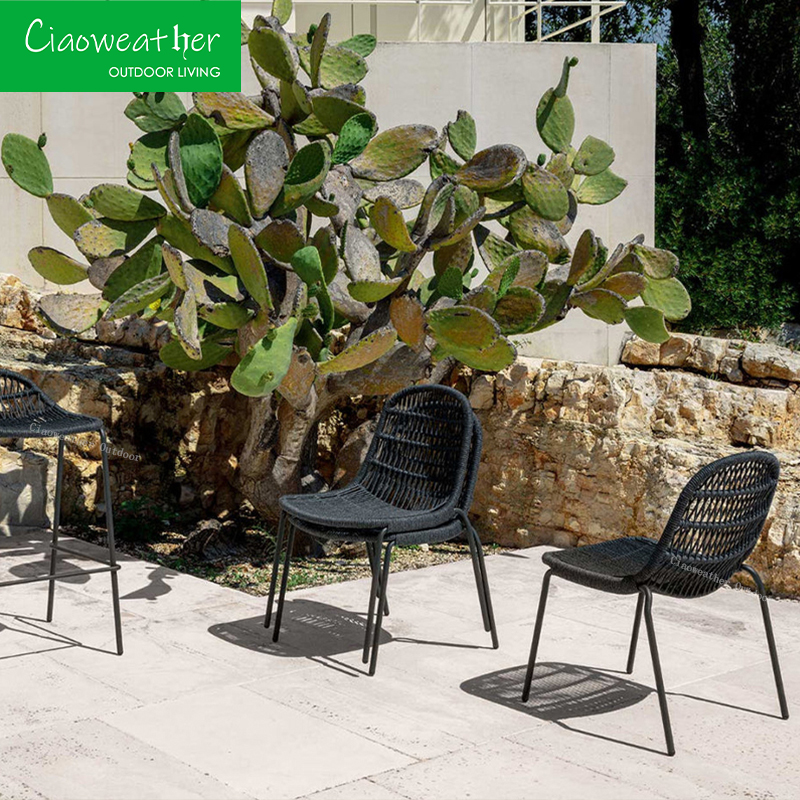 Custom Outdoor Chair Rattan Garden Dining Armchair with Frame Material and Mail Packing