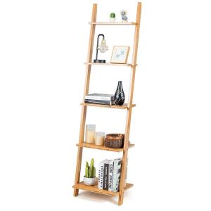 Quality Five Layer Ladder Bamboo Bookshelf Multifunctional Storage Display Rack wholesale