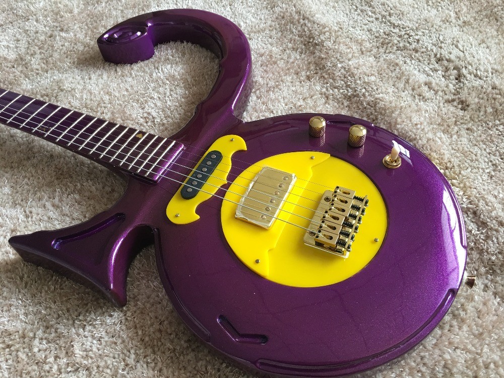 Custom guitar shop prince guitar Purple color boat anchor electric guitar with golden hardwares plastic pickguard
