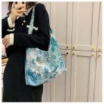 LARGE CAPACITY WOMEN'S BAG FRENCH SIMPLE CANVAS BAG OIL PAINTING NATIONAL STYLE
