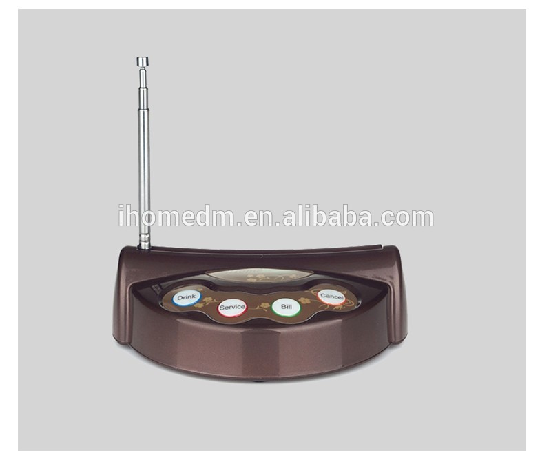 wireless restaurant pager system 4 button caller, service,bill,drink,cancel or customized content