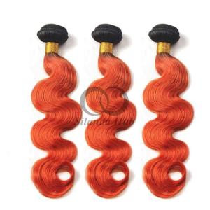Quality #T1B/Orange Red Body Wave Remy Human Hair Bundles Sew In Weave Bundles Brazilian Bundle Deals wholesale