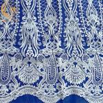 French Sequence White Bridal Sequin Lace Fabric for Wedding Dress