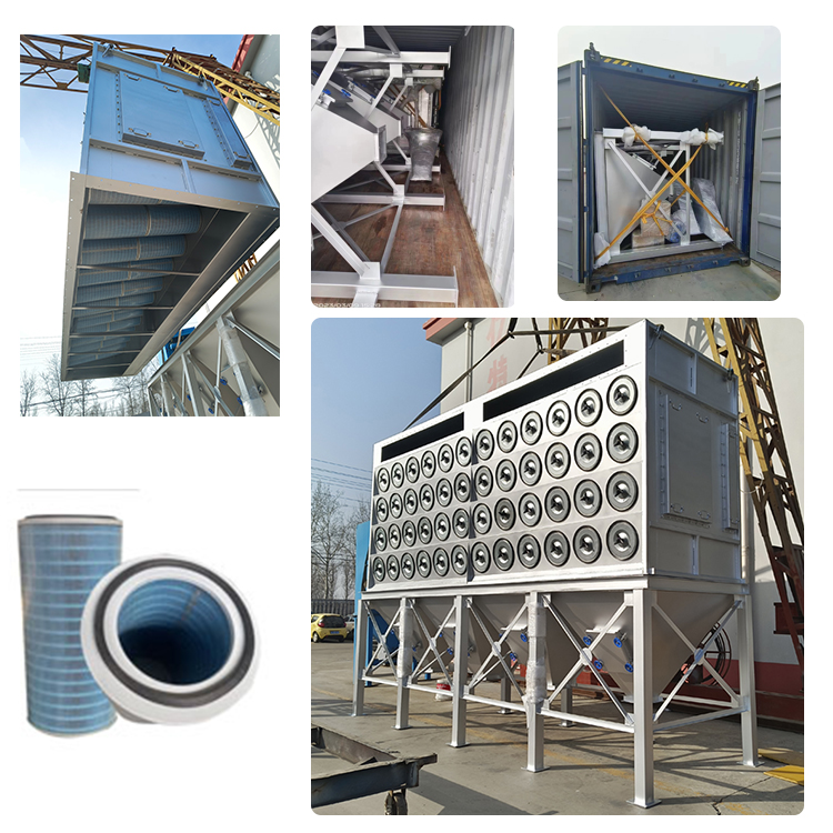 3500*2080*4600 mm Industrial Dust Collector for Concrete Dust 160 Filter Bags Included