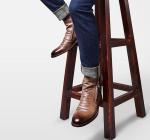 Black / Brown Mens Leather Dress Boots , Mens Designer Combat Boots With Rubber