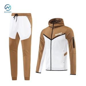 Quality Autumn Black Soccer Jacket With Cap For Men Long Sleeve Football Training Hooded Tracksuit wholesale