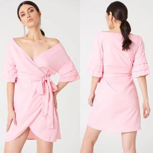 Quality Off Shoulder Overlapped Ladies 2018 Summer Dresses wholesale