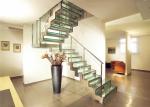 Indoor Design Stairs Glass Straight Flight Staircase Multi Treads Customizable