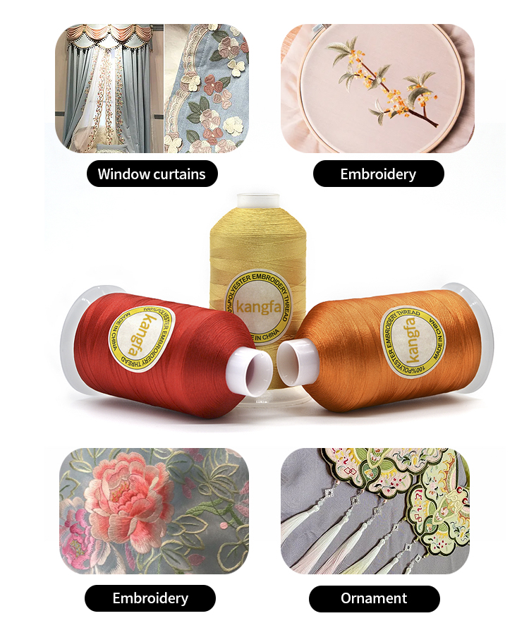 270g 10000Y Customized Big Cone Polyester Embroidery Thread for Embroidery Machine 120D/2