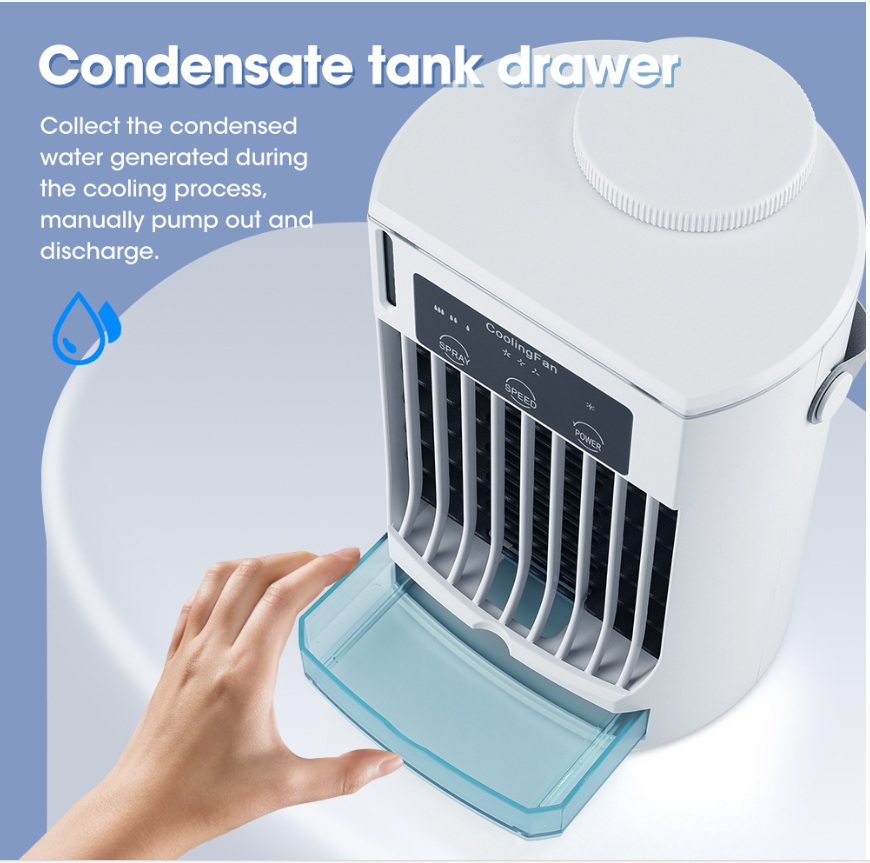 Foldable Mini Portable Air Conditioner with Spray Humidify and USB Water Cooling Fan