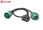 J1939 9 Pin 9pin Threaded Connector to OBD 2 OBDII 16 Pin 16pin Splitter Y Cable