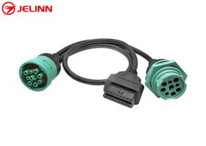 Quality J1939 9 Pin 9pin Threaded Connector to OBD 2 OBDII 16 Pin 16pin Splitter Y Cable wholesale