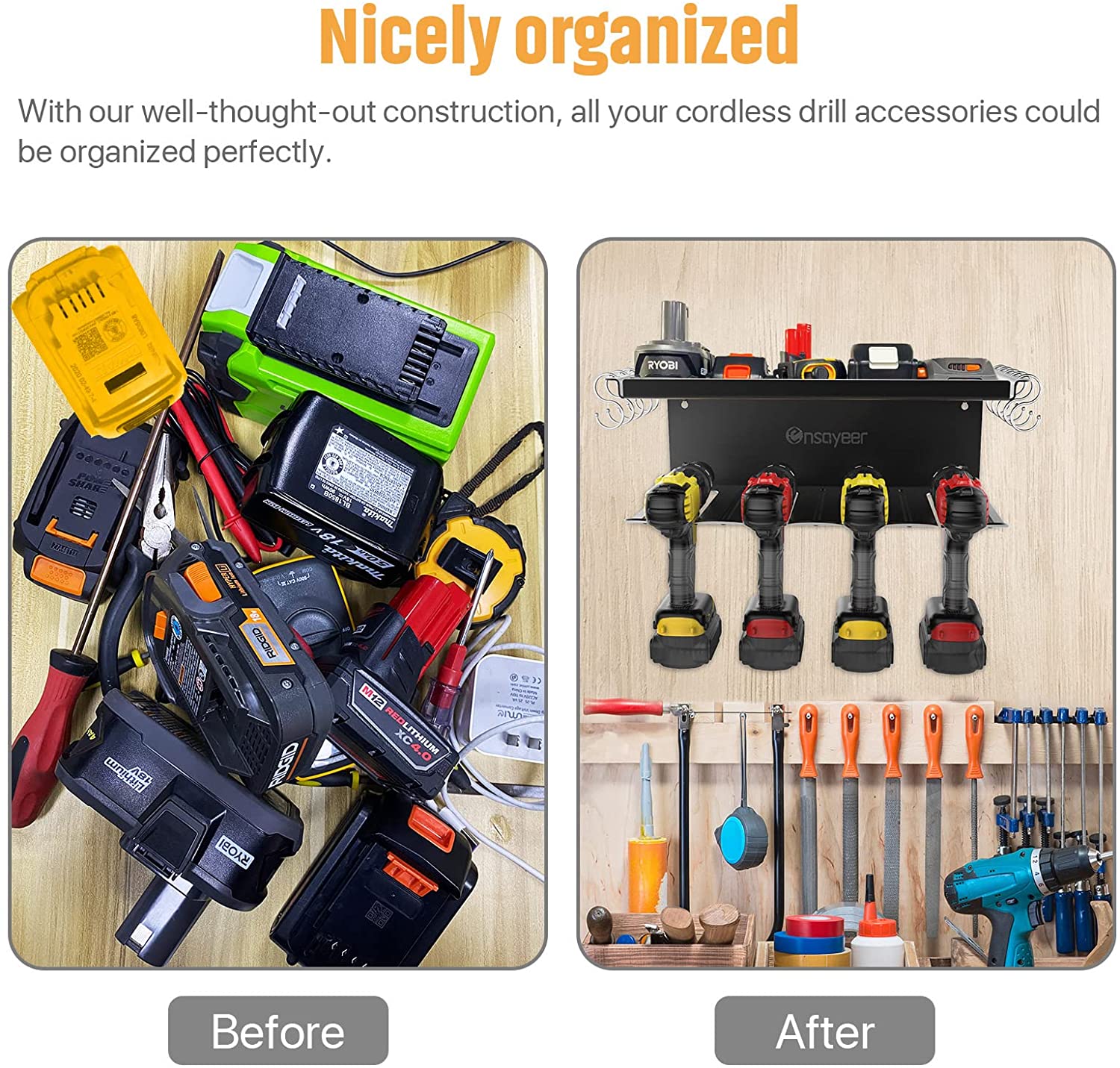 Heavy Duty Floating Tool Shelf Metal Power Tool Storage Organizer Holder Wall Mounted Storage Rack