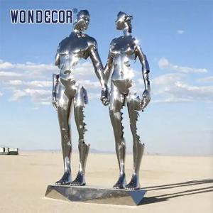 Quality Realistic Size Casting Stainless Steel Sculpture Two People Holding Hands wholesale