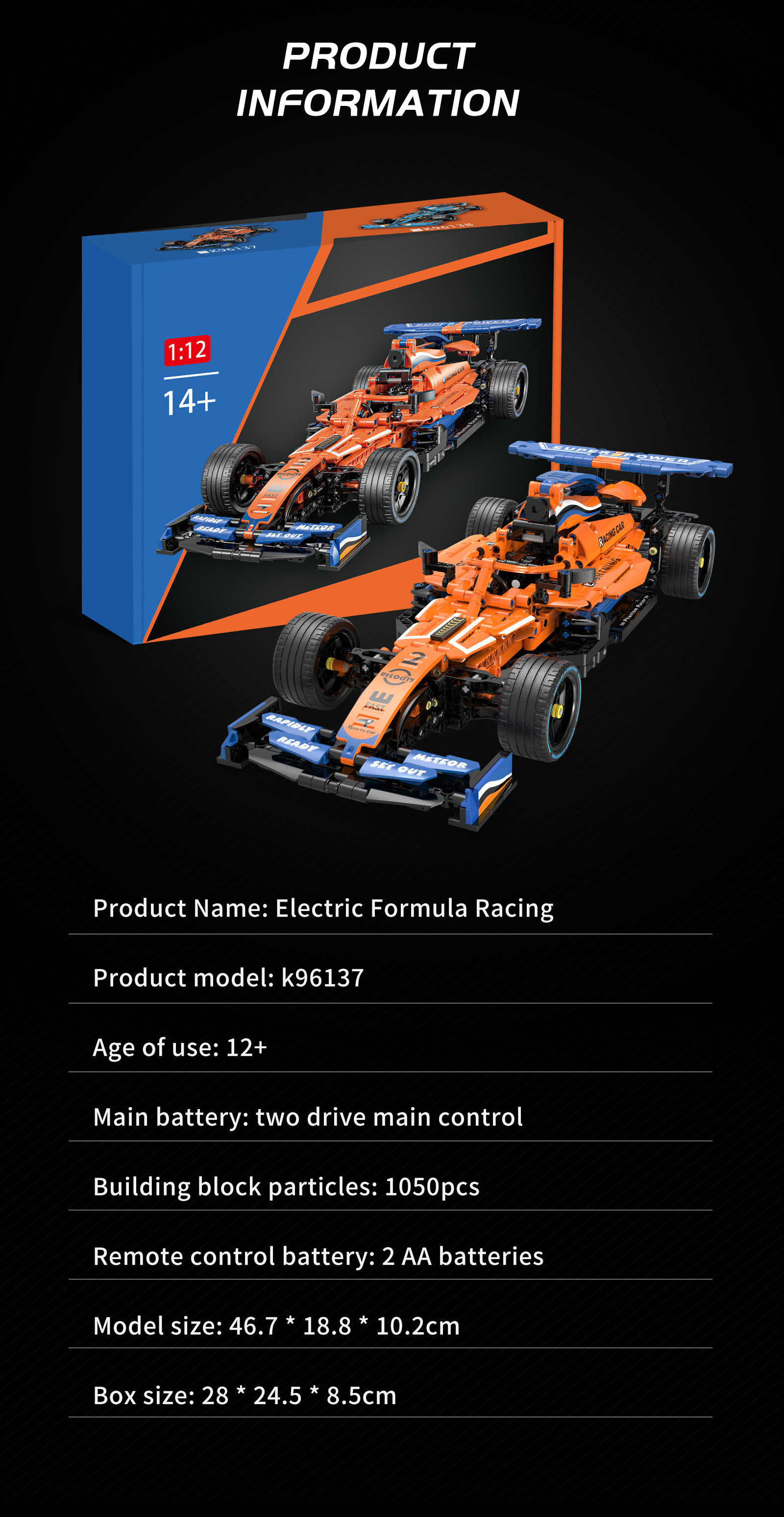 State of Assembly Ready-to-Go 2.4G Race Building Blocks for Formula Car Speed Racing