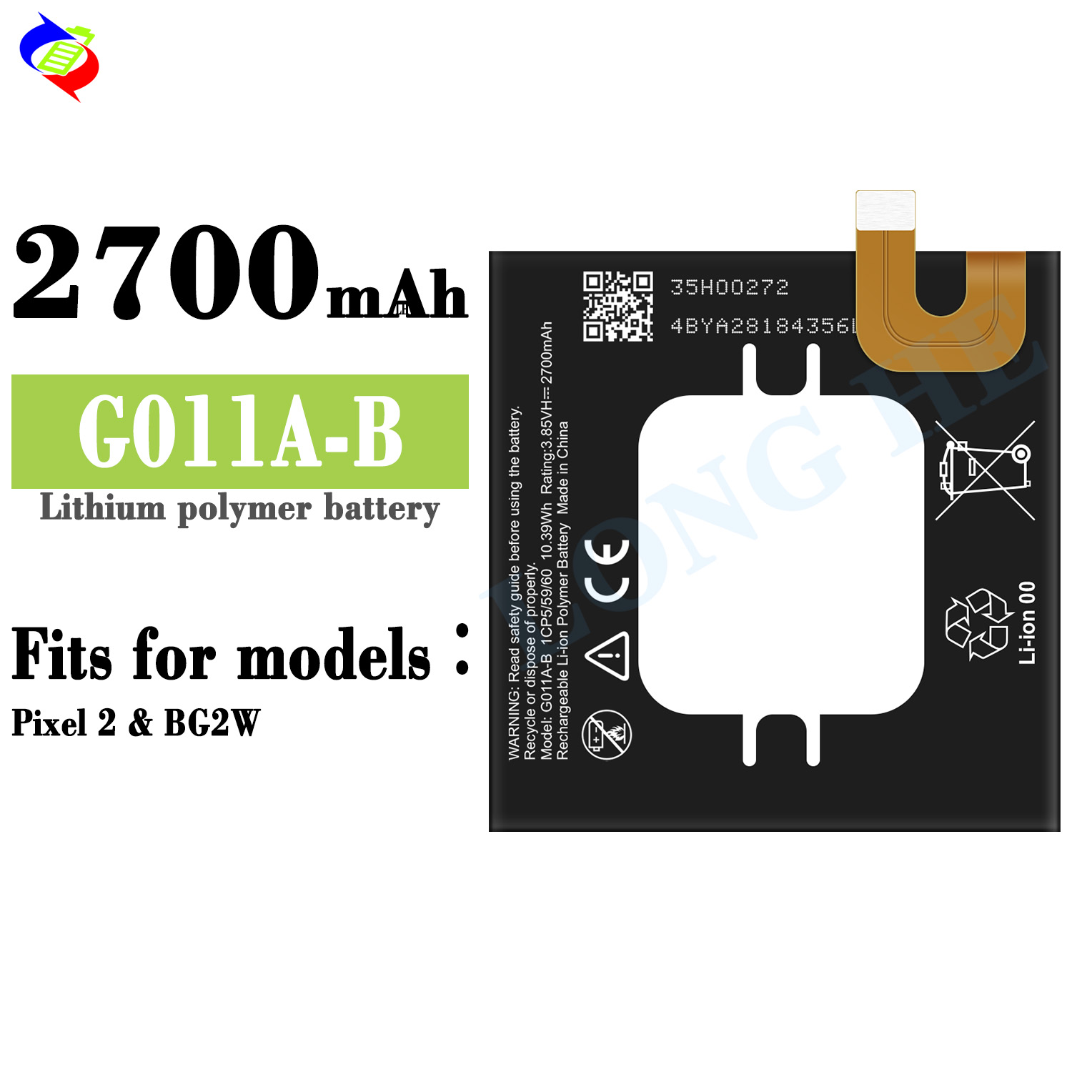BG2W G011A-B Mobile Phone Battery for Google Pixel 2 White and Long-Lasting Power