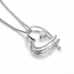 Quality Women White Gold with Diamonds Love Heart Pendant Necklace (GDN015) wholesale