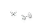 Religious Type None 925 Sterling Silver Butterfly Stud Earrings with 18K Gold