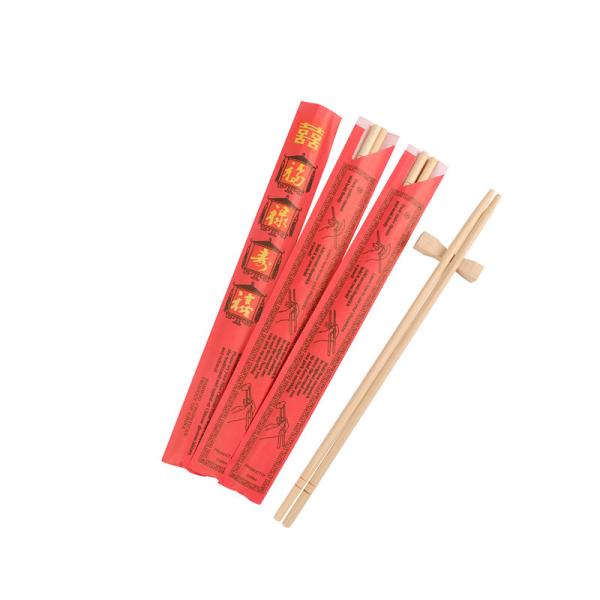 Cheap 100% Natural Round Bamboo Disposable Chopsticks With Semi Paper Sleeve for sale