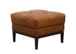 Vintage H49cm Wood Leather Ottoman Footstool For Living Room