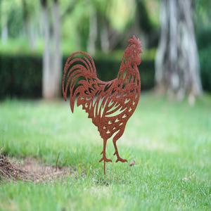 Quality Metal Animal Garden Ornament Metal Silhouette Garden Stakes, Hen And Chick wholesale