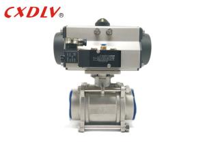 Quality 3 Pieces Screw Thread Pneumatic Actuated Ball Valve Double Acting With Solenoid Valve wholesale