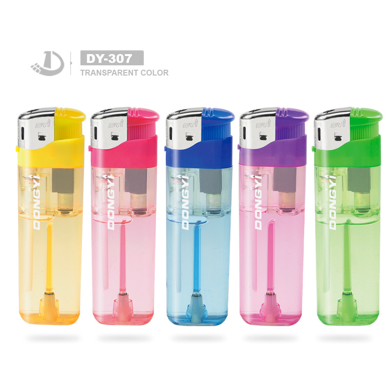 China Factory Wholesale Cheap Electronic Lighter High Quality Transparent Color Cigarette Lighter with ISO994