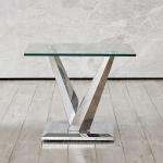 60x60x60cm Stainless Steel Side Tables Glass Top 0.24CBM No Folded