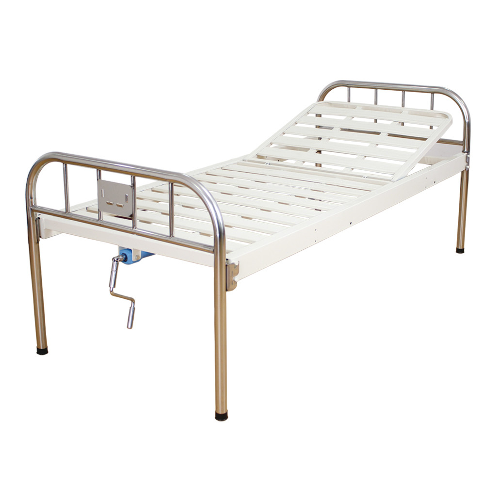 Stainless Steel Headboard Metal Manual Nursing Bed Hospital Furniture