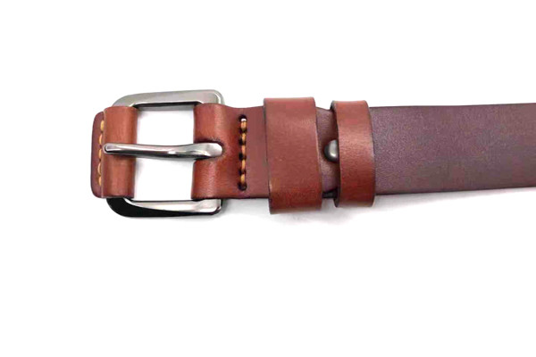 Male Full Grain 1 1/2" Wide Leather Bridle Belt With Anti - Scratch Gunmetal Buckle